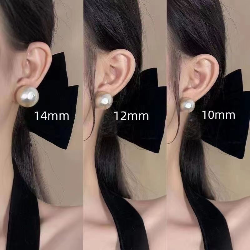 S925 ต่างหูสตั๊ดมุกหลุมวัฒนธรรมเข็มเงิน