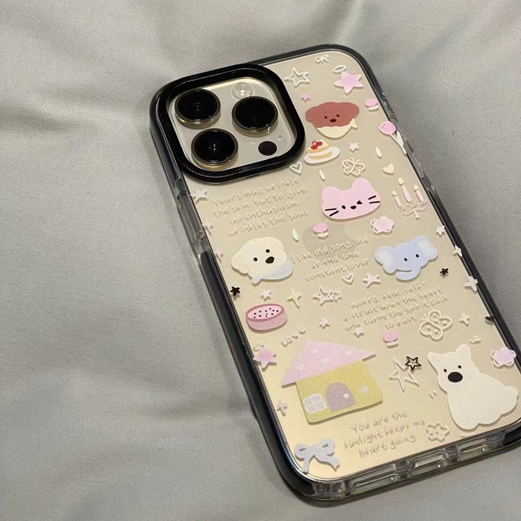Ins การ์ตูนสัตว์ภาพประกอบนุ่มโปร่งใสกรณี Anti-Fall เคสโทรศัพท์สําหรับ iPhone 16 Promax 15 Promax 12 13 Mini 14plus 11 Pro Max X XS XR XS Max 7 8 plus Se2020 6G 6Plus