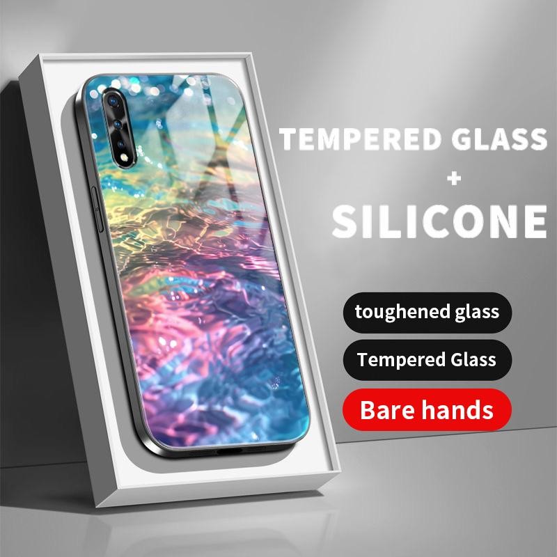 เคสแข็งสําหรับ IQOO Neo U5x Z6 5G Z7i กระจกนิรภัยซิลิคอนกลับ Simple Sea Wave Cas