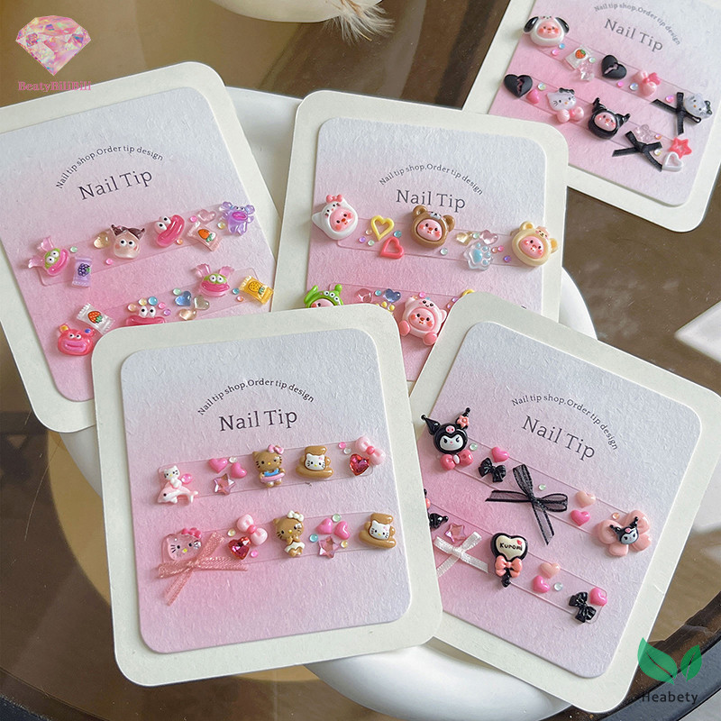 SANRIO Heabety 1Bag 3Dการ์ตูนSanrioเล็บCh Rhinestone Kawaii Kuromi Hello Kitty DIYงานฝีมือผู้หญิงเล็บอุปกรณ์ตกแต่งใหม่
