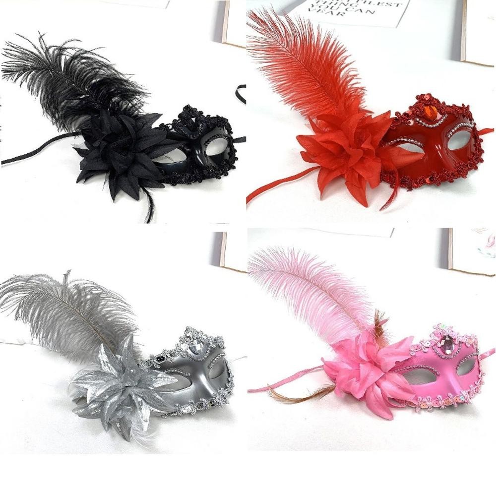 Mardi Gras Feather Face Masks Half Masquerades Venetian หน้ากากเครื่องแต่งกาย Party อุปกรณ์เสริมฮาโลวีนเครื่องแต่งกายครึ่งหน้า
