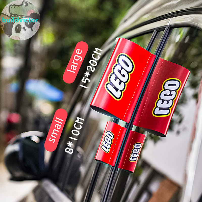 Buildvictor การ์ตูนน่ารักรถรถจักรยานยนต์ Lego ส่วนบุคคลป้ายสติกเกอร์ Creative ตกแต่ง Decals ของเล่น Trunk ประตู Tailgate DIY สติกเกอร์ TH