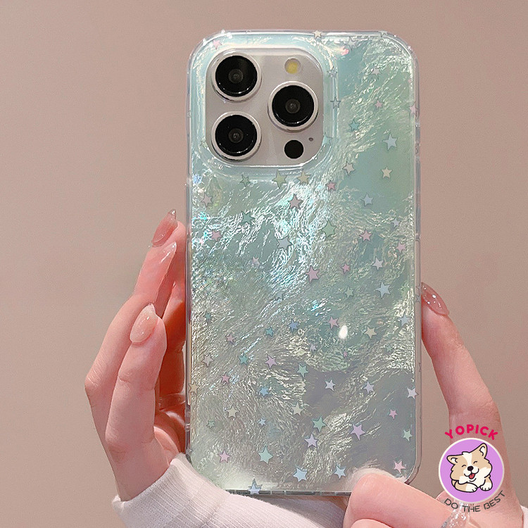 ฤดูร้อนเกาหลีสีเขียวดาวน่ารักเคสโทรศัพท์สําหรับiphone 11 12 13Pro Max 14Plus XR XS Max 7 8 Plus SE2020 การ์ตูนฝาครอบโทรศัพท์สําหรับIPhone 15Pro Maxซิลิโคนนุ่มสาวเพื่อนBC