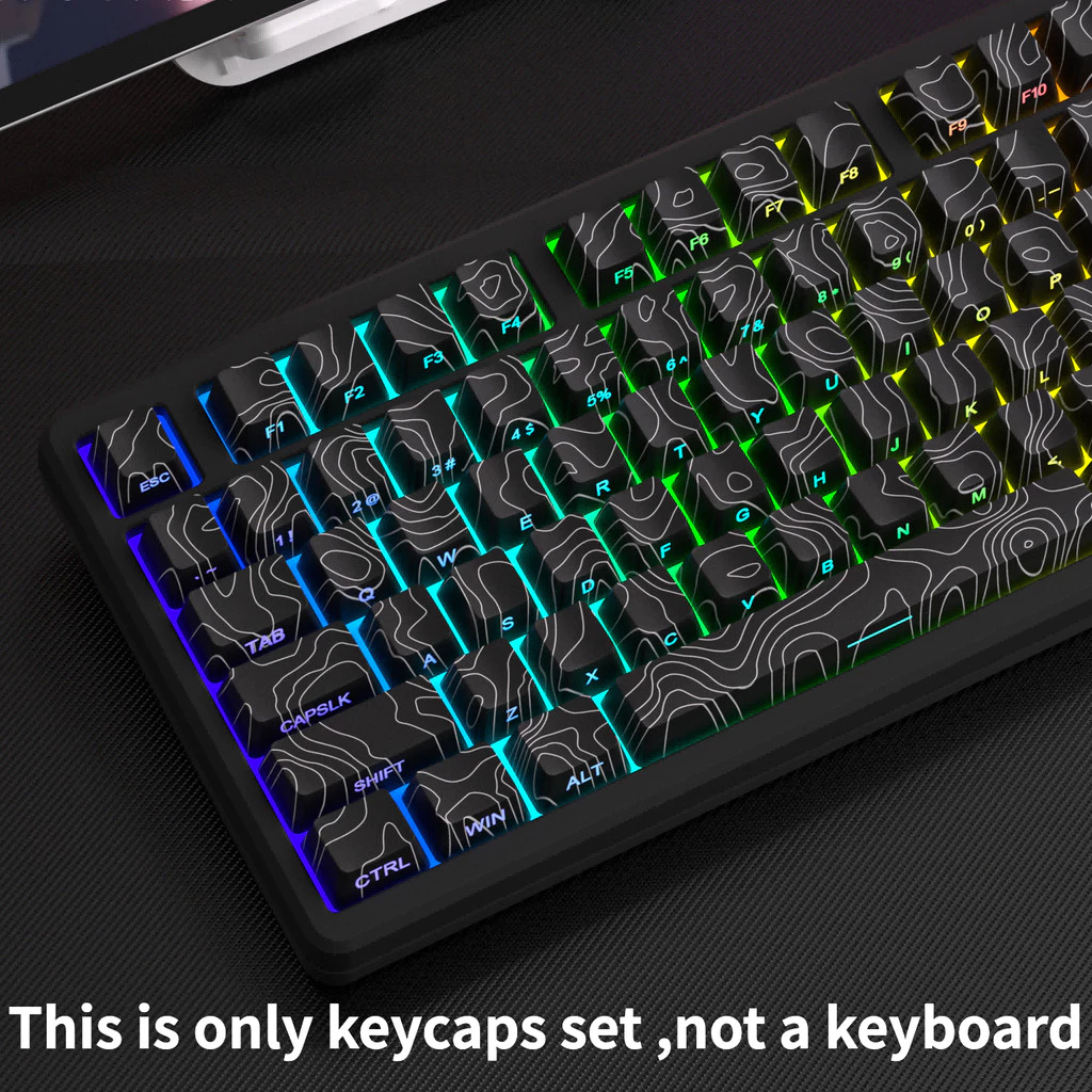 Pbt Keycap Contour Terrain Cherry profile dye-Sublimation SideแกะสลักLight-ส่งปุ่มกดครบชุด