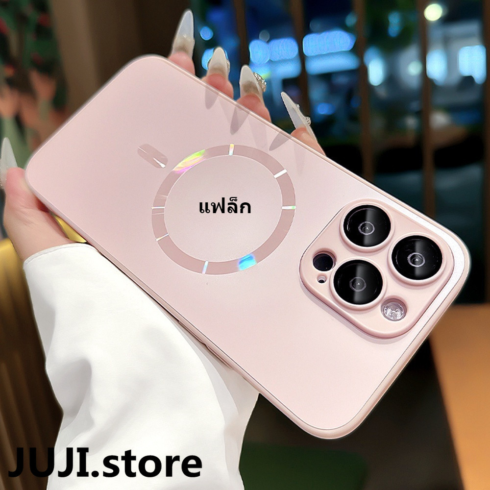 Juji Titanium Luxury Magnetic Matte Glassเคสโทรศัพท์พร้อมลายนิ้วมือ,ป้องกันรอยขีดข่วน,และAnti Dropกล้องเลนส์ฟิล์มสําหรับiPhone 15 14 13 Pro MaxกรณีiPhone 11 12