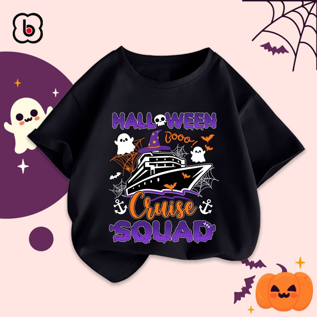 เด็กชายและเด็กหญิงสุขสันต์วันฮาโลวีน  เสื้อยืดคอกลมพิมพ์เสื้อยืดรูปแบบที่ไม่ซ้ำกัน หัวใจเด็กน่ารัก - รูปที่ 5