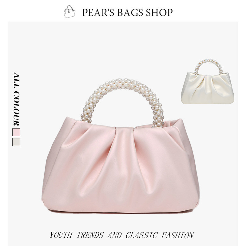 กระเป๋าถือ ladies handbags กระเป๋าถือไข่มุก การออกแบบจีบ แฟชั่นเวอร์ชั่นเกาหลี สไตล์ใหม่ อารมณ์ เหมาะสำหรับผู้หญิง