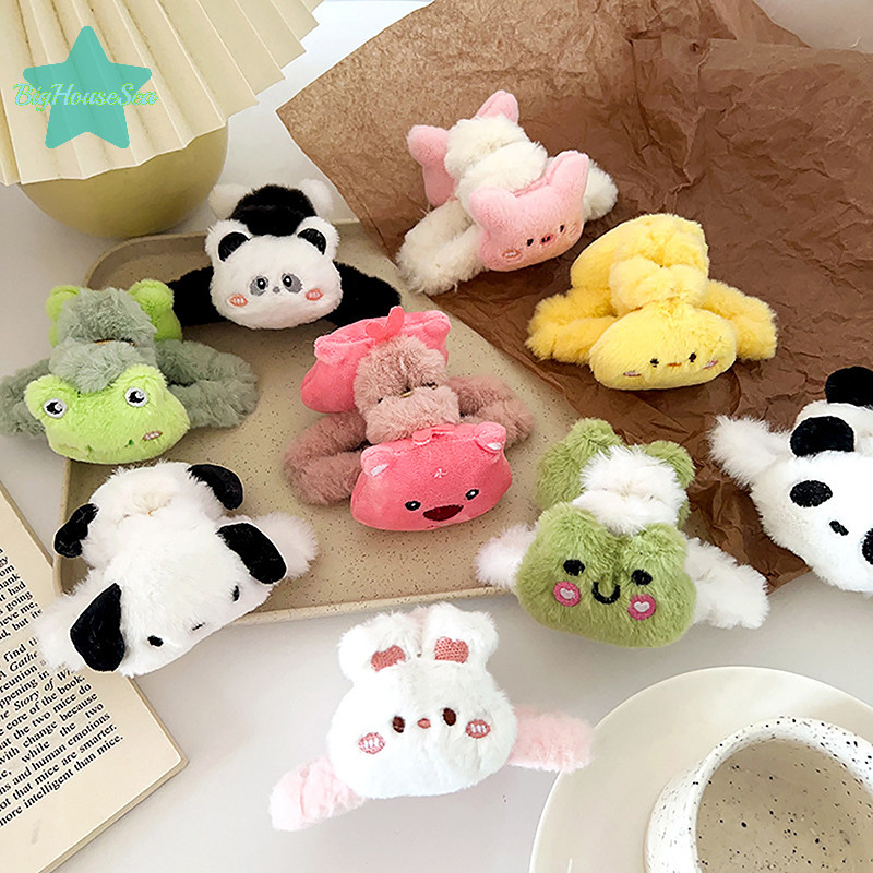 [บ้านใหญ่ทะเล] ตุ๊กตาตุ๊กตาแพนด้าผมกรงเล็บแฟชั่นการ์ตูนสไตล์เกาหลีสัตว์ฉลามคลิปอะคริลิขนาดใหญ่ฤดูหนาวข้ามกิ๊บใหม่