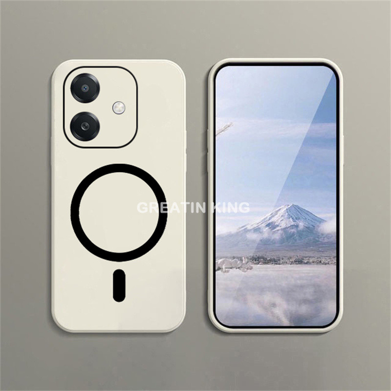 Oppo A3x CPH2681/A3 5G อินเดีย CPH2693 CPH2683 เคสโทรศัพท์วงกลมแม่เหล็กไร้สายชาร์จสติกเกอร์ Soft TPU แฟชั่น Macaron Cover