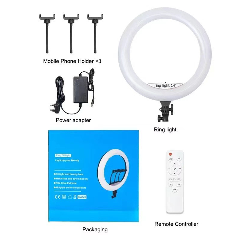 Professional 36cm Ring Light Live Stream Kit ไฟไลฟ์สด 500W LED ไฟถ่ายรูป ไฟสตูดิโอ & Lantern Softbox & Tripod Stand