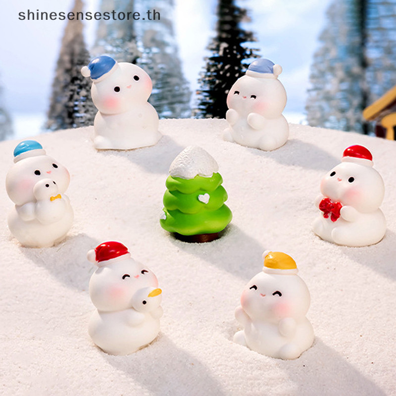 Shine 1 PC Mini เรซิ่นคริสต์มาส Snowman Micro ภูมิทัศน์ตุ๊กตาเครื่องประดับตกแต่งบ้าน Fairy Garden Snowman ตุ๊กตา TH