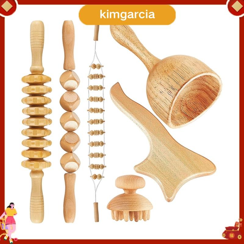 kimgarcia 6 ชิ้น/เซ็ตไม้บําบัดเครื่องมือนวดสําหรับ Body Shaping,Fascia Lymphaticระบายน้ําMassager Body Roller Therapy