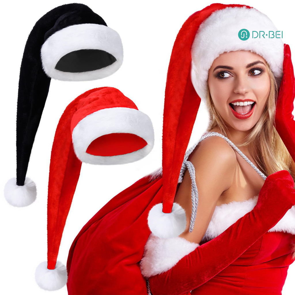 Dr.bei Santa หมวกยาว Xmas กํามะหยี่ Santa หมวกฤดูหนาว Warm เครื่องแต่งกาย Christmas Party Supplies สําหรับคอสเพลย์ปาร์ตี้เวที