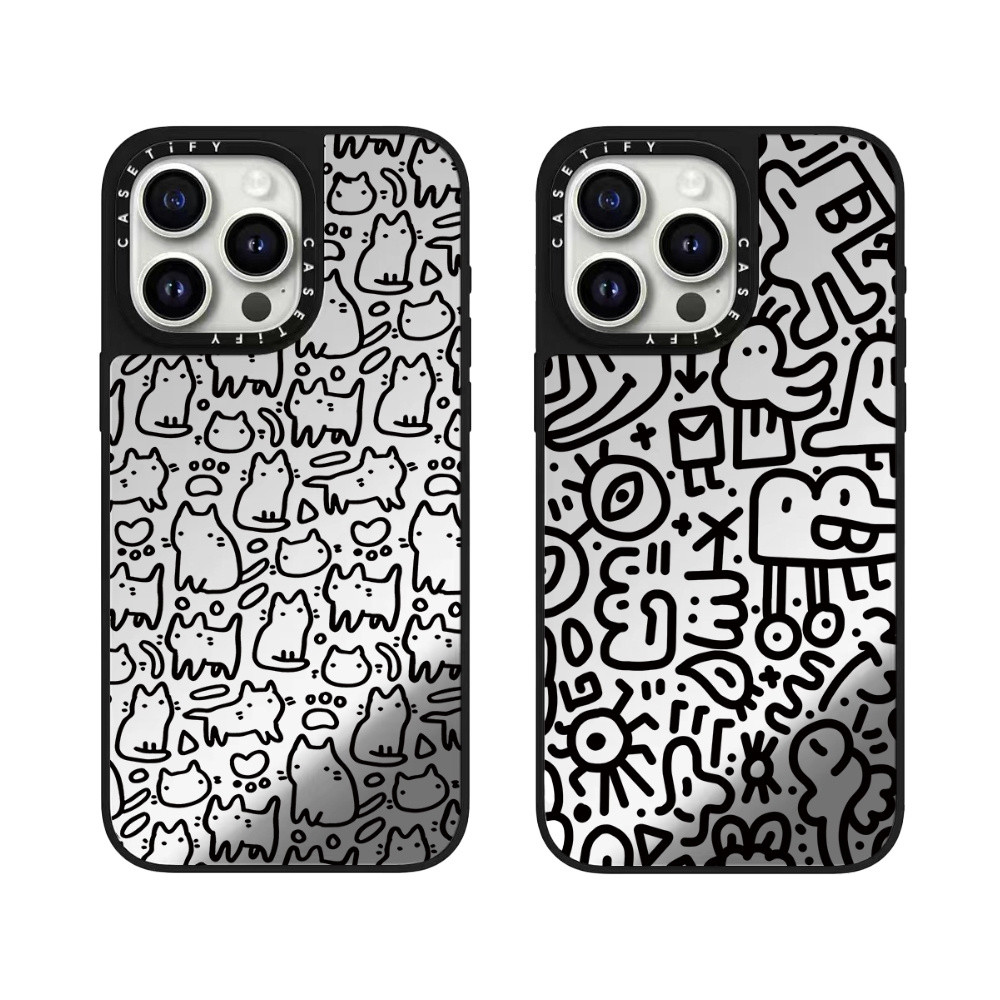 Casetify Graffiti Line คุณภาพสูงกระจกเคสโทรศัพท์เหมาะสําหรับ iPhone 15 Pro Max 14 Pro Max 13 Pro Max 15 Pro 14 Pro 13 Pro 12 Pro 12 11 แฟชั่น Anti Drop Hard Case