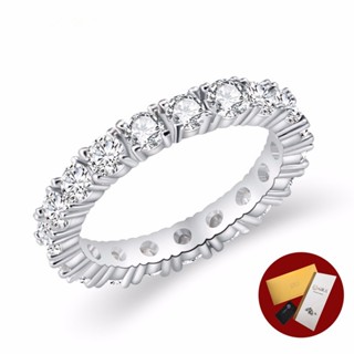 (พร้อมใบรับรอง กรา) แฟชั่นแหวนเพชรเต็มแถวเดียวแหวนเทนนิสหรูห…