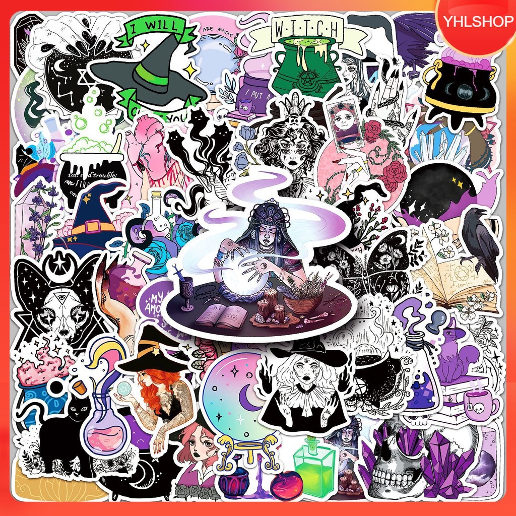🍁YHL🍁พร้อมส่ง 50แบบ สติกเกอร์ แม่มด ฮาโลวีน witch Horror Halloween cartoon sticker