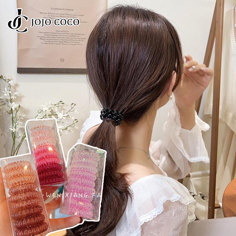 Jojo COCO โปร่งใสไล่โทนสีโทรศัพท์สายไฟเชือกผมขนาดเล็กสดสไตล์เกาหลียางรัด Ins เครื่องประดับผมผู้หญิง
