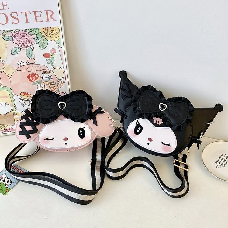 Shiningstars 3D Bow Kuromi Crossbody Small Bag Sweet Cool Style Melody นักเรียนอเนกประสงค์ PU หนังการ์ตูนกระเป๋า