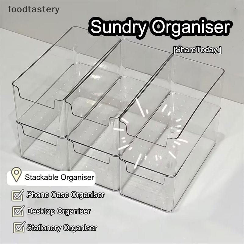 Fty กล่องเก็บของโปร่งใสในครัวเรือนกล่องยาวขนาดกลาง 1 ชิ้นเดสก์ท็อปพลาสติก Organiser N