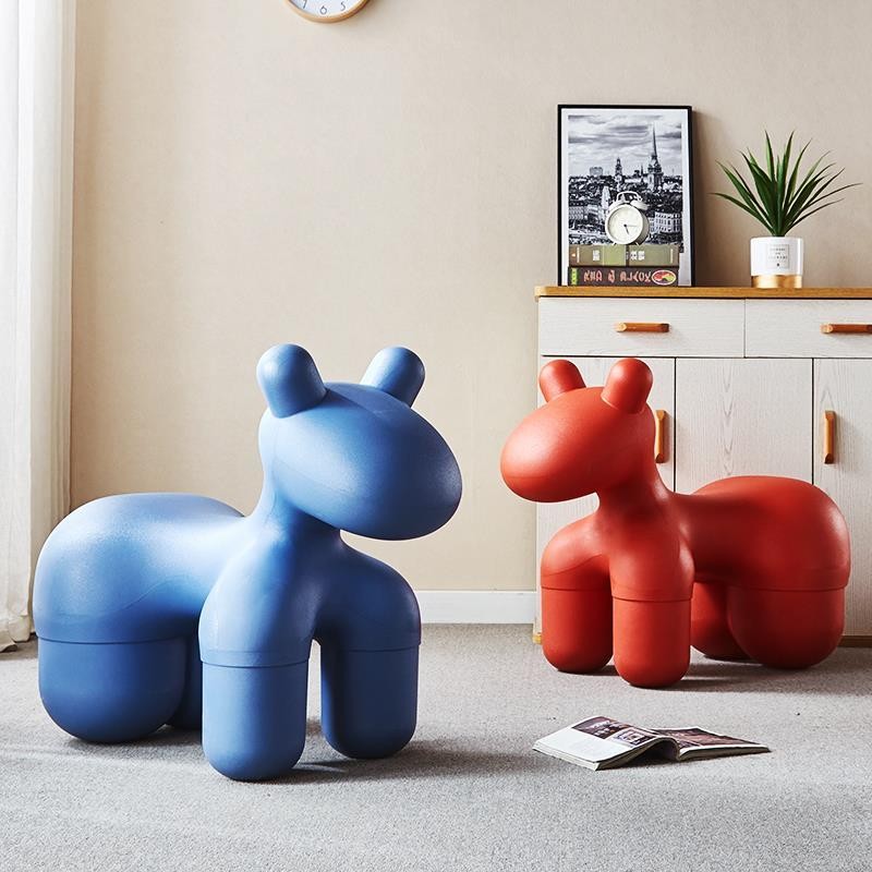 เฟอร์นิเจอร์บ้านอาร์มแชร์ ม้าน้อย เก้าอี้กลางแจ้งเด็กต่ําสตูลโซฟาขนาดเล็กการ์ตูนสัตว์เครื่องประดับห้องนั่งเล่นอุป