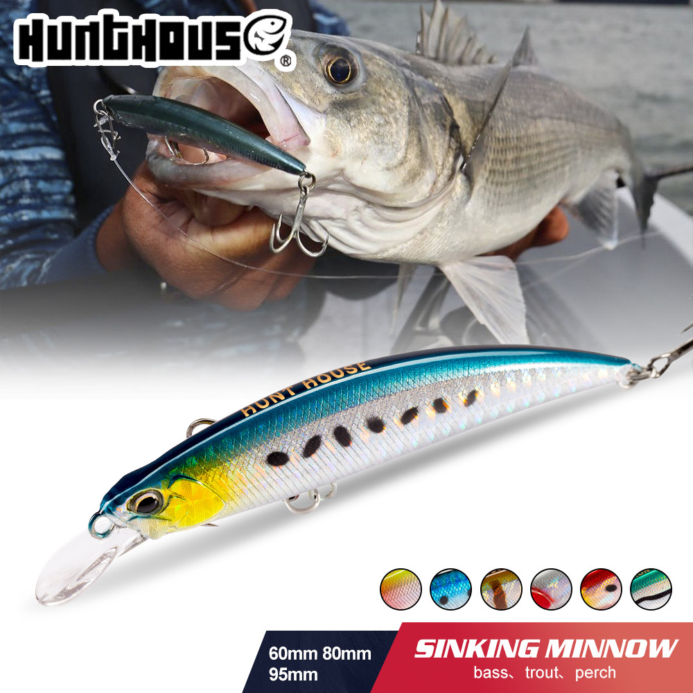 Hunthouse Spearfead Ryuki Minnow Lure 60 มม./7g 80 มม./13g 95 มม./16g Wobbler Sinking Long Casting Trou Perch Bass ตกปลา Hard เหยื่อ