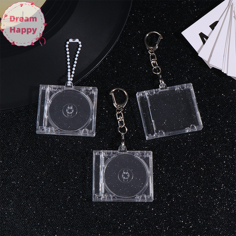 Dreamhappy อุปกรณ์ต่อพ่วงที่ระลึกอัลบั้มเปล่า Mini CD Case พวงกุญแจ CD Player รูปจี้กุญแจสําหรับ DIY กระเป๋าเป้สะพายหลังแขวนตกแต่ง TH