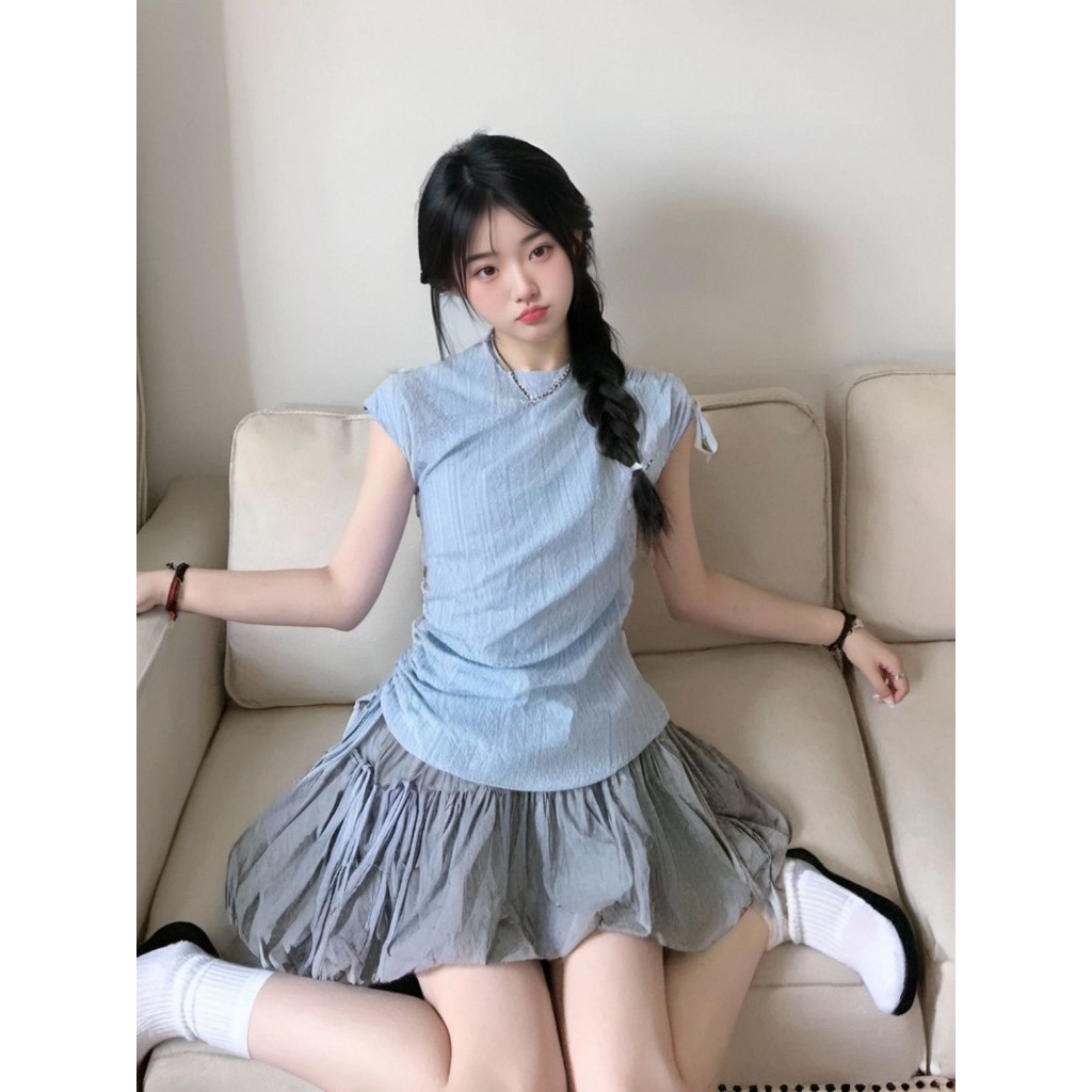 Micki-เสื้อเชิ้ต แขนกุด สีทึบ สไตล์เก๋ไก๋ แบบเกาหลี แฟชั่นเวอร์ชั่นเกาหลี - รูปที่ 7