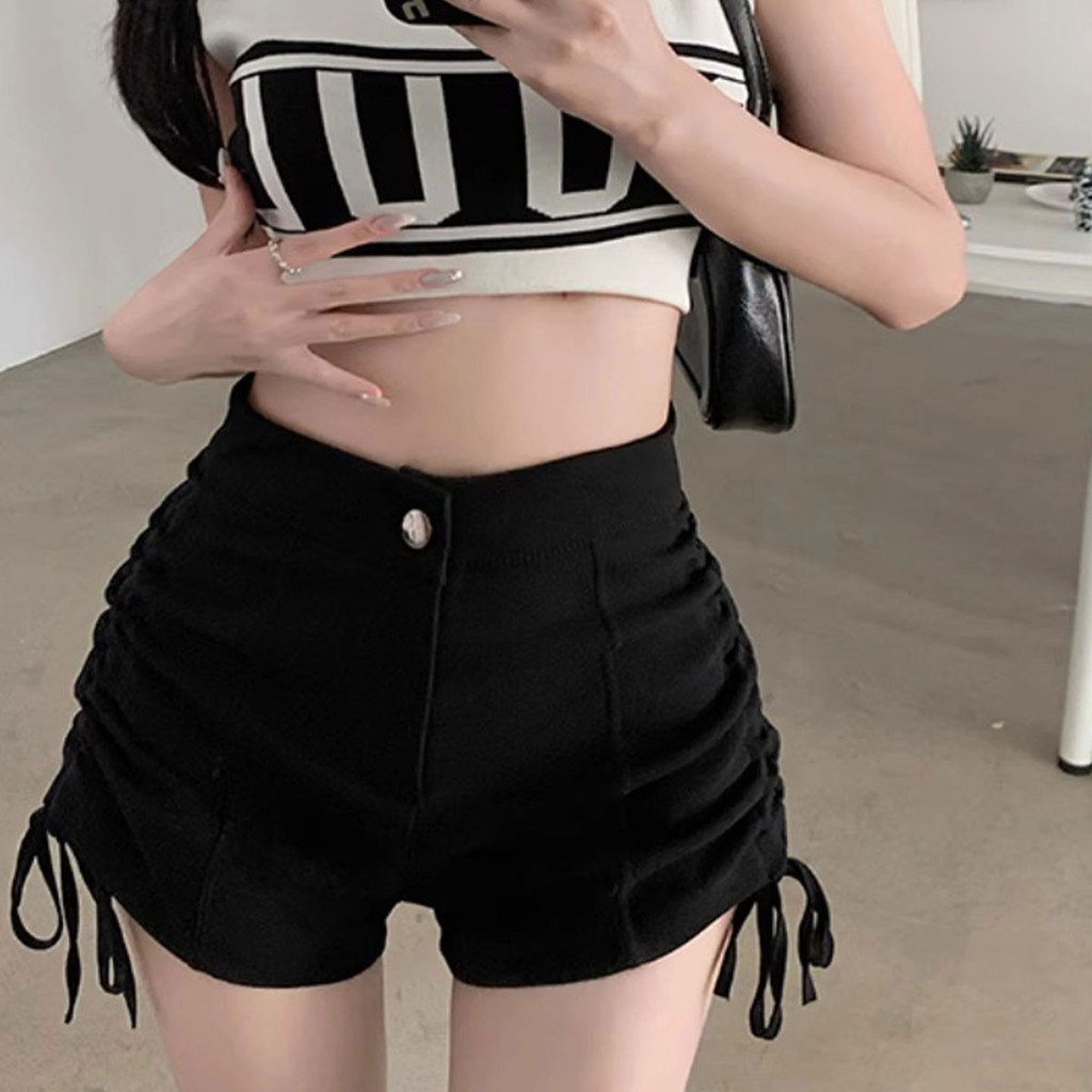 กางเกงขาสั้นทรงสูทเอวสูง สำหรับฤดูร้อน ทรงหลวม