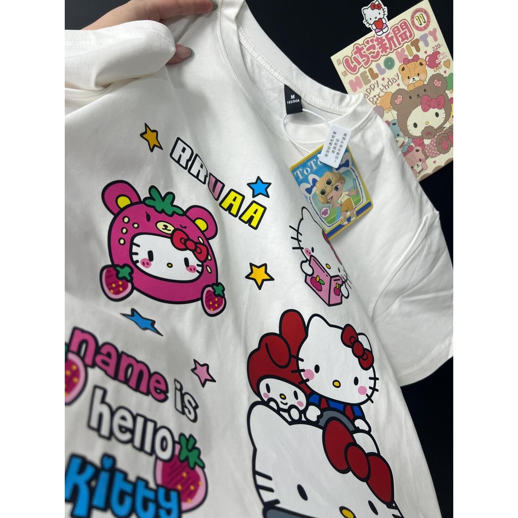 （พร้อมส่งจากกทม มาถึงใน 2วัน）เสื้อยืดแขนสั้นพิมพ์ลายการ์ตูนผ้าฝ้ายแท้สวมใส่สบายเสื้อเชิ้ตลำลองระบายอากาศและดูดซับเหงื่อ
