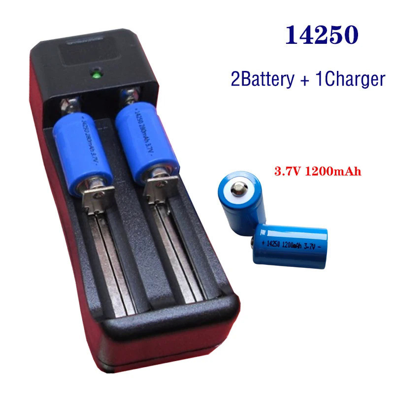 Rechargeable 14250 battery LS14250 ER14250H 1/2-R6 1/2 AA 3.7V 1200mah ER14250 lithium batteries(2 b