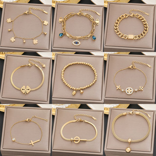 Multi-สไตล์สร้อยข้อมือเหล็กไทเทเนียมสีทึบคลาสซี่สำหรับผู้หญิ…