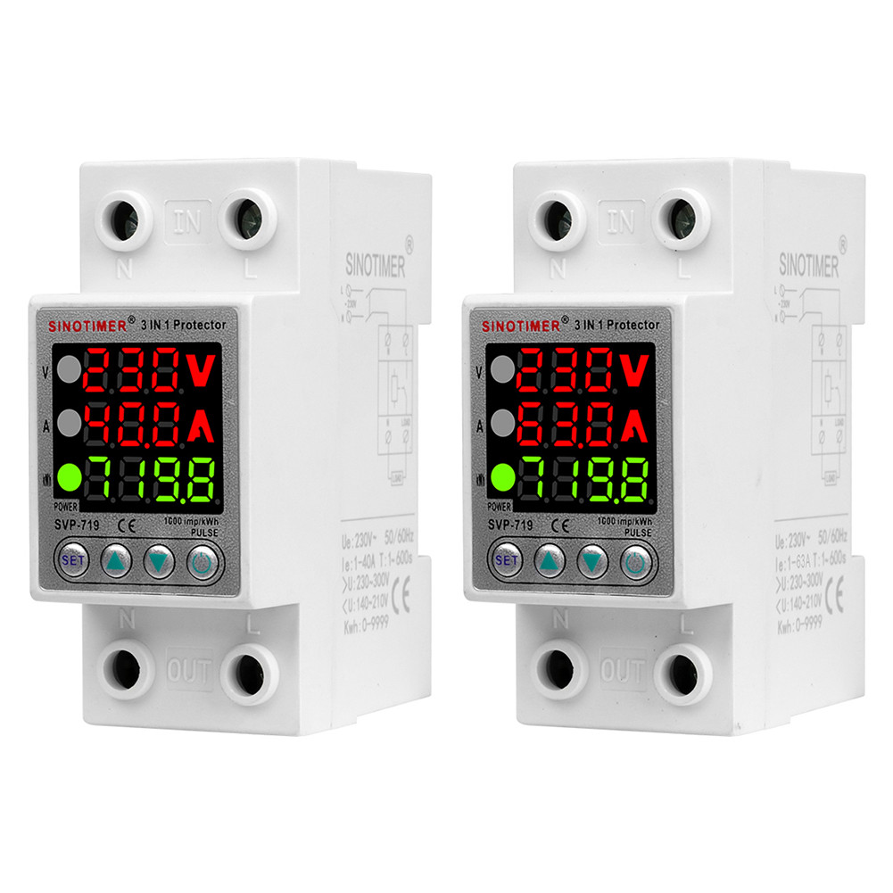 ชิโนทามเมอร์ 40A/63A 220V 50Hz อุปกรณ์ป้องกันแรงดันไฟฟ้าเกิน กันไฟกระชาก การอ่านที่แม่นยำ รีเซ็ตอัตโนมัติ การป้องกันแรงด
