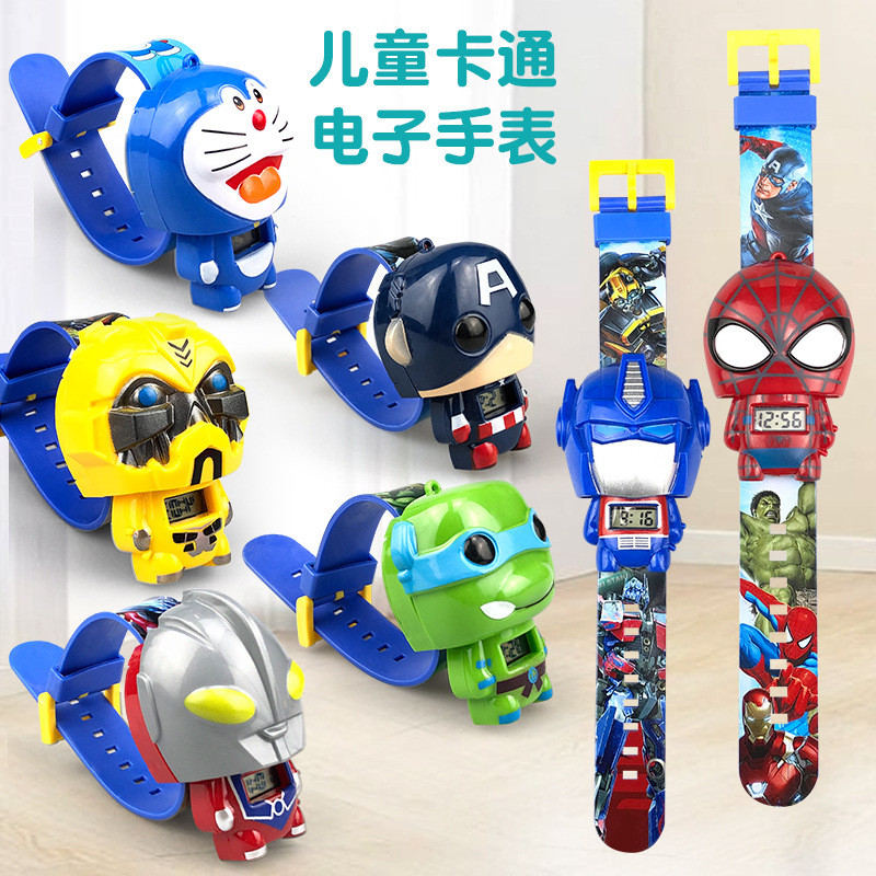 Spiderman นาฬิกาเด็กหุ่นยนต์นาฬิกาอิเล็กทรอนิกส์นาฬิกาตกแต่งคอสเพลย์ Spider-Man Handwear
