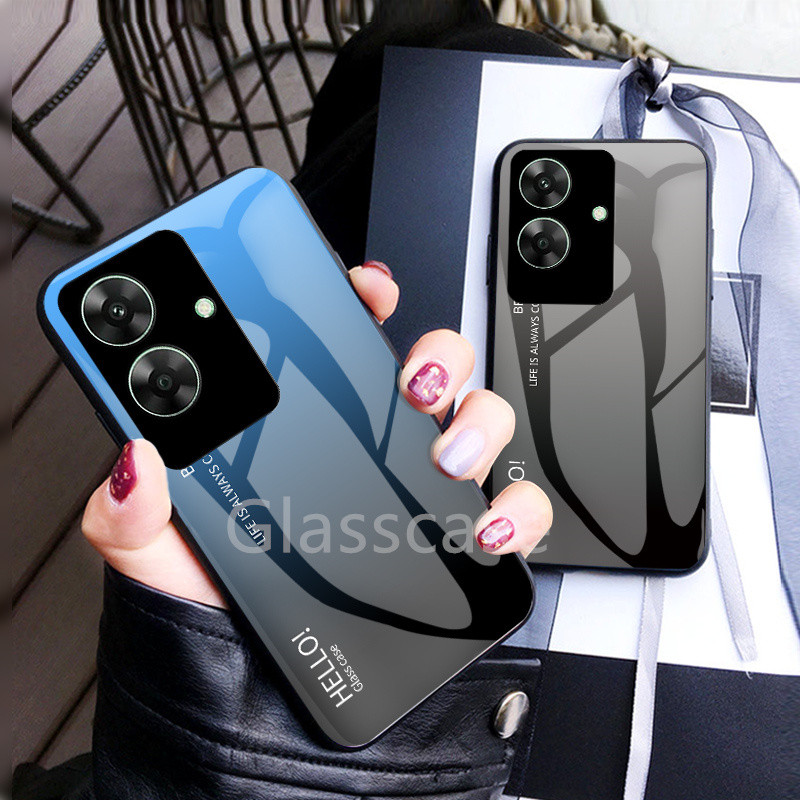 Realme Note60 สําหรับ Realme Note 60 50 X 60X Note60 Note60X Note50 RealmeNote60 2024 Gradient กระจกนิรภัยเคสโทรศัพท์ Soft TPU Edge ป้องกันกันกระแทกปกหลัง