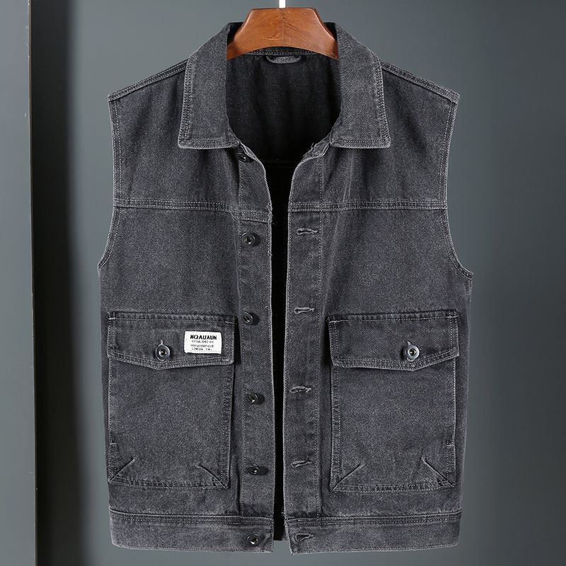 [เจ & N] ฤดูใบไม้ผลิฤดูใบไม้ร่วง ชุดทํางาน เสื้อกั๊กยีนส์ผู้ชายหลายกระเป๋าแจ็คเก็ตกลางแจ้งเสื้อกั๊กผู้ชายสบายๆเสื้อกั๊กขนาดใหญ่กระเป๋าด้านในเสื้อยีนผู้ - รูปที่ 5