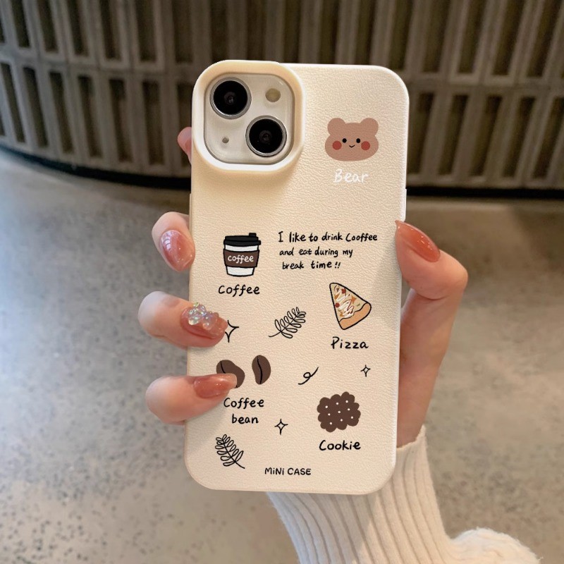 Iphone 16 15 14 13 12 11 Pro Max X XR Max 7 8 Plus INS หมีน่ารักกาแฟเคสโทรศัพท์ Soft
