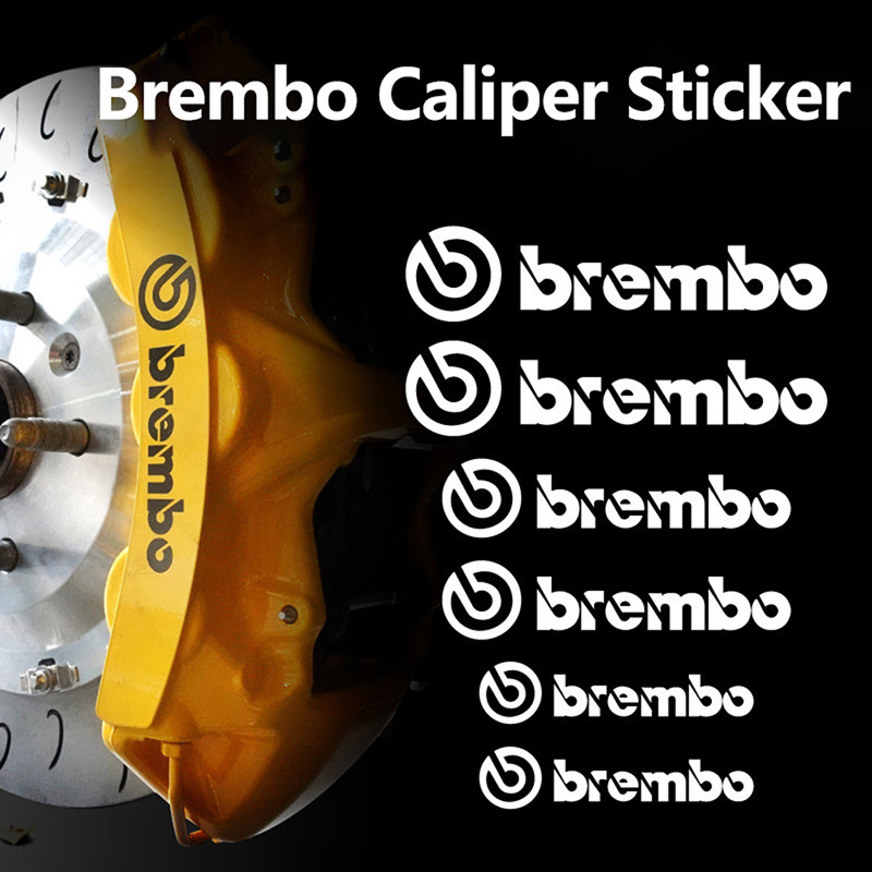 Yunstore 6 ชิ้นรถเบรค Caliper สติกเกอร์สําหรับ Brembo สะท้อนแสงตัวอักษรรถ Decal TH
