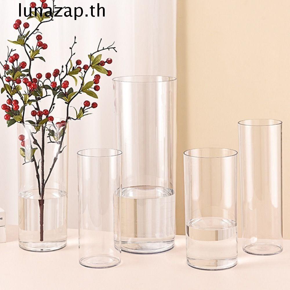 Lunazap แจกันทรงกระบอกอะคริลิค,พืช Hydroponic Shatterproof โปร่งใสแจกันดอกไม้,ของขวัญทนทานเทียนดอกไม้สดสูง Rustic Clear แจกันร้านอาหาร Centerpiece