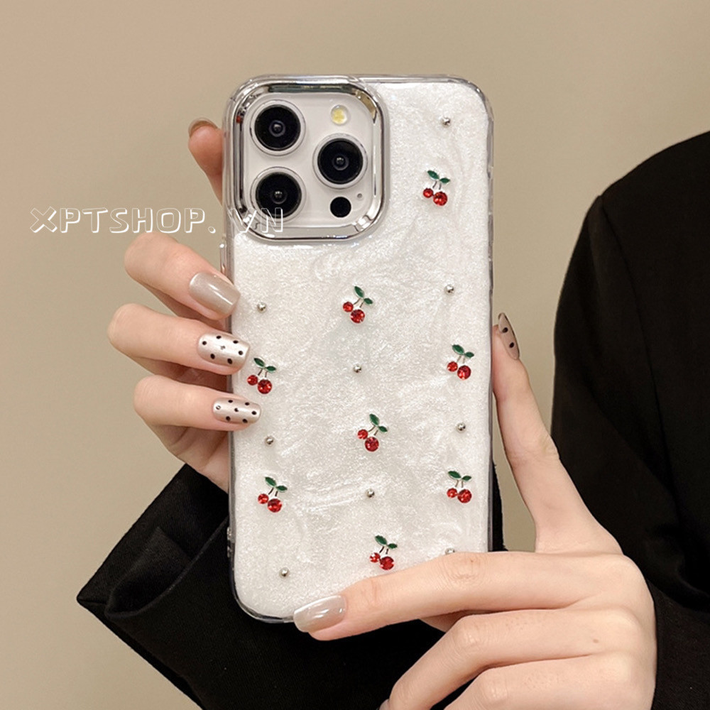 ลูกปัดเชอร์รี่เรซิ่นเคสโทรศัพท์สําหรับiphone 16ProMax 16Pro 16Plus 15ProMax 14 13 12 11ProMaxคลุมทั้งหมดกันกระแทกป้องกันปลอก