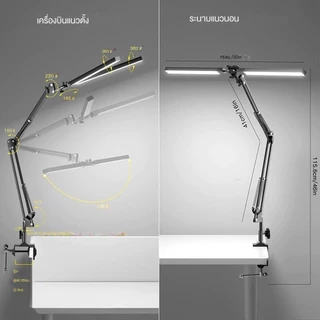 COZluvโคมไฟป้องกันดวงตา LED โคมไฟตั้งโต๊ะ usb โคมไฟตั้งโต๊ะสำหรับอ่านหนังสือที่มีคลิปหัวคู่ไฟ LED แบบพับได้ไฟในร่ม