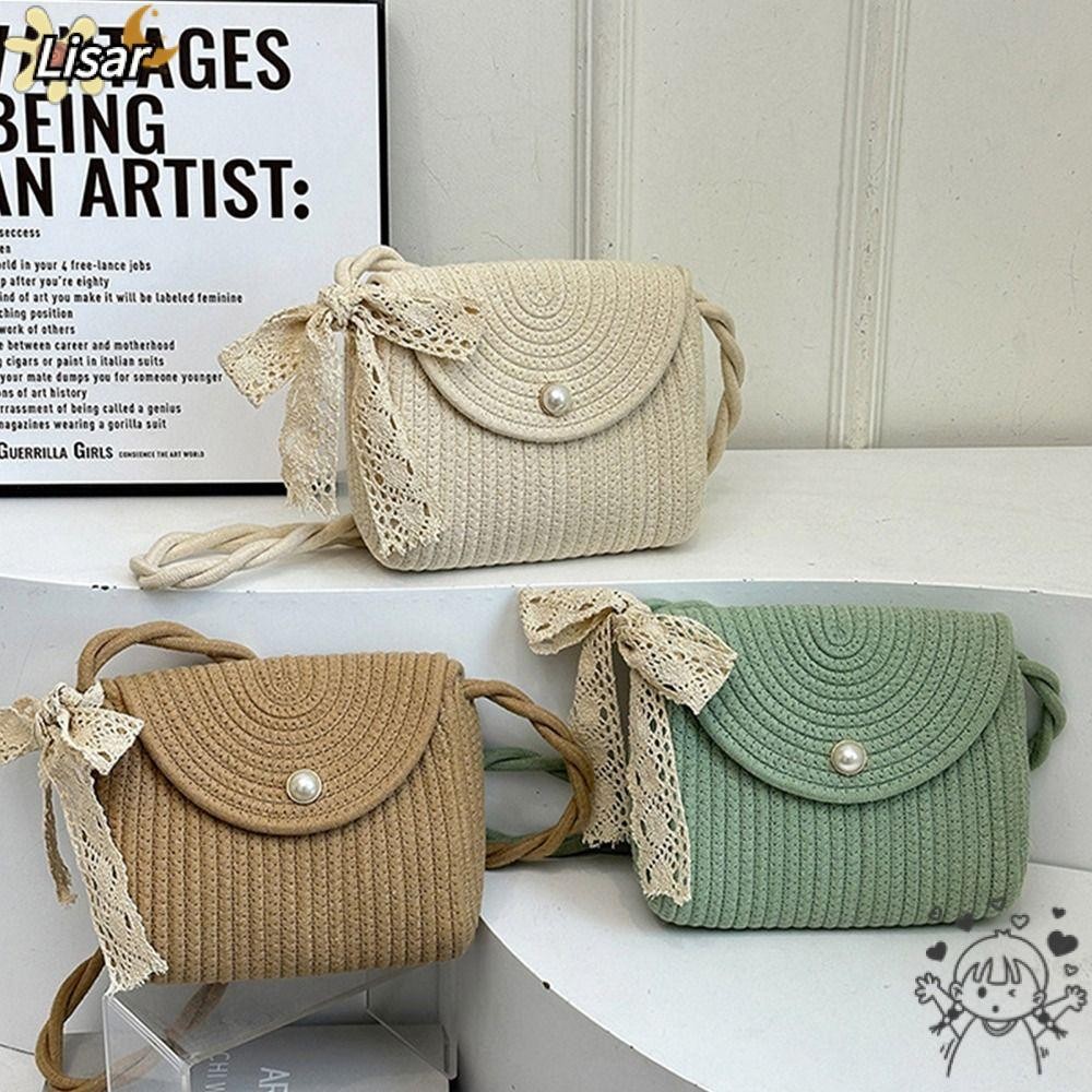 Lisar กระเป๋าสะพาย Messenger, Handmade Braid กระเป๋าสะพายข้างความจุขนาดใหญ่,แฟชั่นหวายโบฮีเมียน Tote กระเป๋าสําหรับผู้หญิงสาว