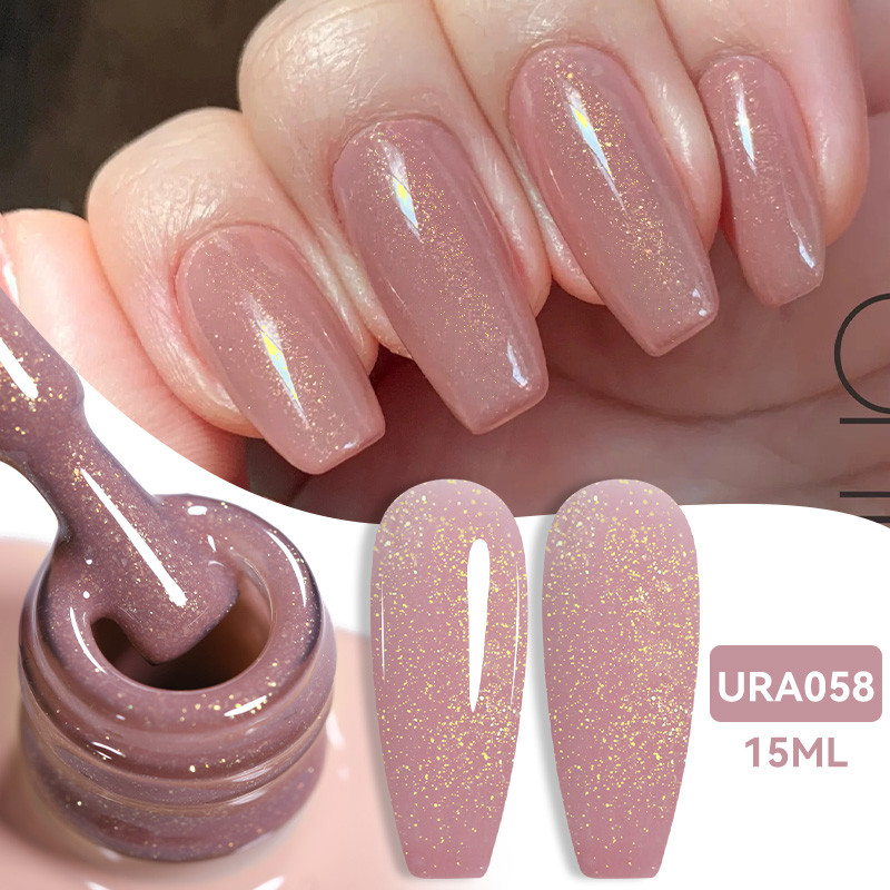 【Local】UR SUGAR 15ml Glitter Nail Gel Polish Pink Nails Semi Permanent Soak Off Nail Art Gel