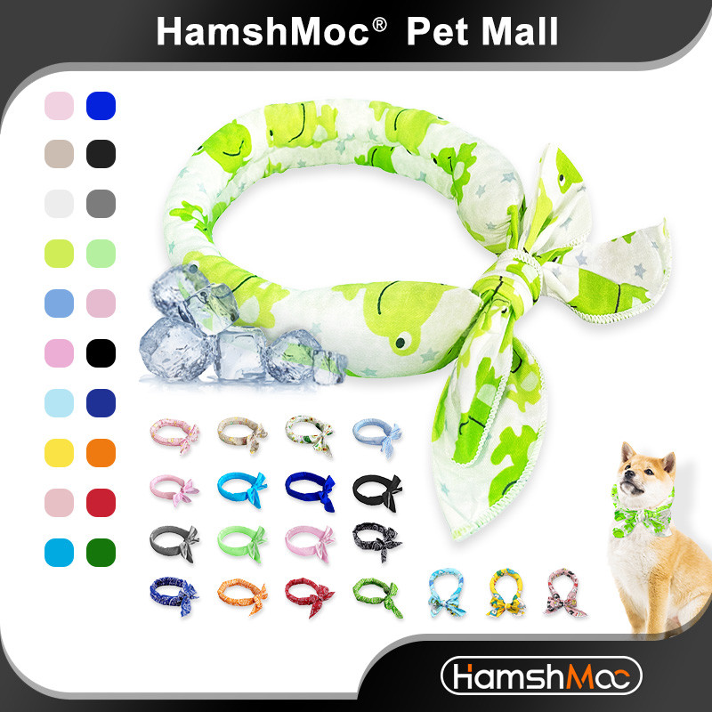 HamshMoc แฮมชมอค ระบายอากาศสัตว์เลี้ยงน้ําแข็งปลอกคอระบายความร้อนนุ่มสุนัขเย็นปลอกคอที่มีน้ําหนักเบาล้างทําความสะอาดได้ผ้าขนหนูสําหรับสุนัขสัตว์เลี้ยงอุปกรณ์ฤด
