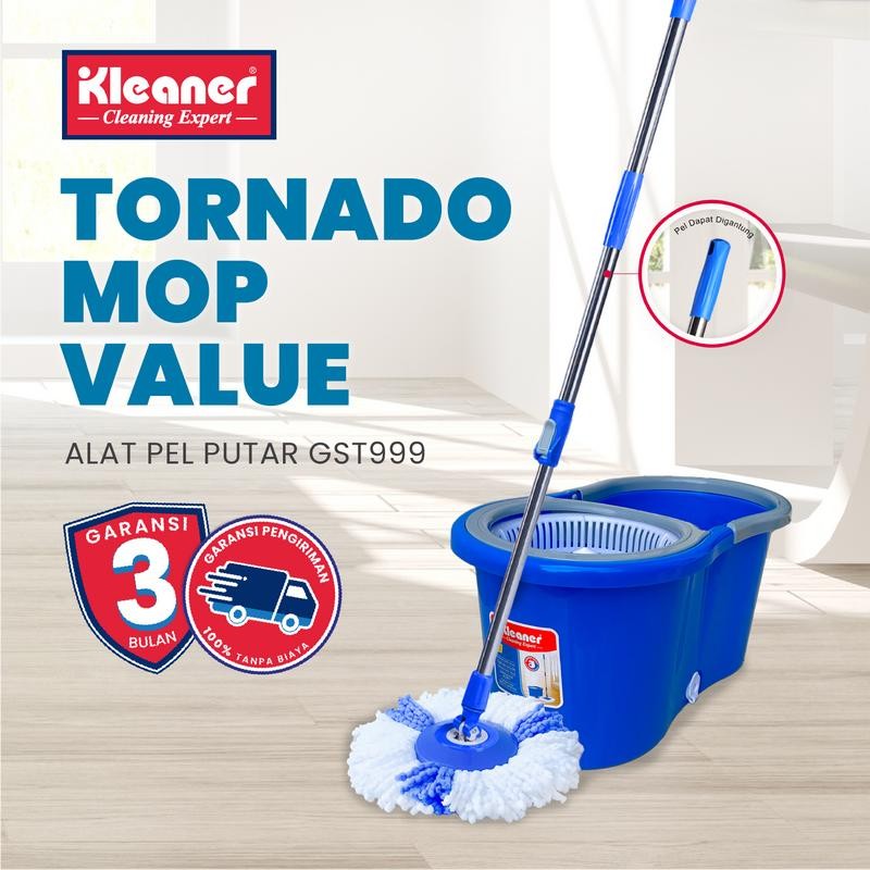 Ex - Kleaner Tornado Spin Mop Value Spin Mop ไม้ถูพื้นไมโครไฟเบอร์สแตนเลสพลาสติก