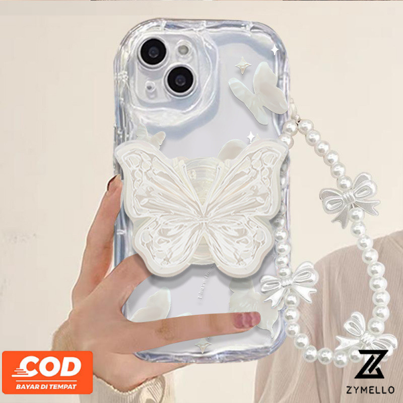 เคส OPPO A60 A79 5G A3 Pro A38 A3X A58 A98 A78 A17K A57 A16 A15 A77 A5 A74 A54 A12 A3S A76 A7 A92 A31 A53ง่ายสีขาวผีเสื้อใบมีดซิลิโคนเชือกเส้นเล็กโทรศัพท์ C C