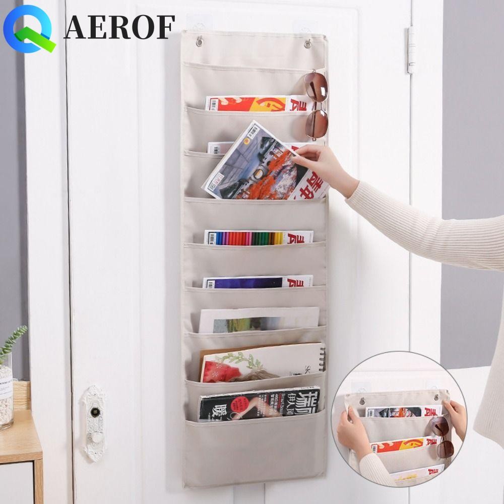 Aerof ถุงเก็บของแขวนผนัง, Multi-Layer 3/6/9 กระเป๋าเหนือประตู, แข็งแรงติดผนังล้างทําความสะอาดได้พับแขวนแฟ้มโฟลเดอร์หอพัก