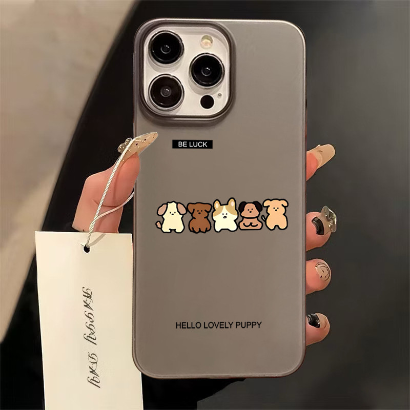 เคสโทรศัพท์มือถืออะคริลิคใสโชคดีที่ 5 ลูกสุนัขFor iPhone 11 13 15 เคส ไอโฟน12 14 ProMax 7 8Plus X XR XSMaxกันกระแทก ส่งจ