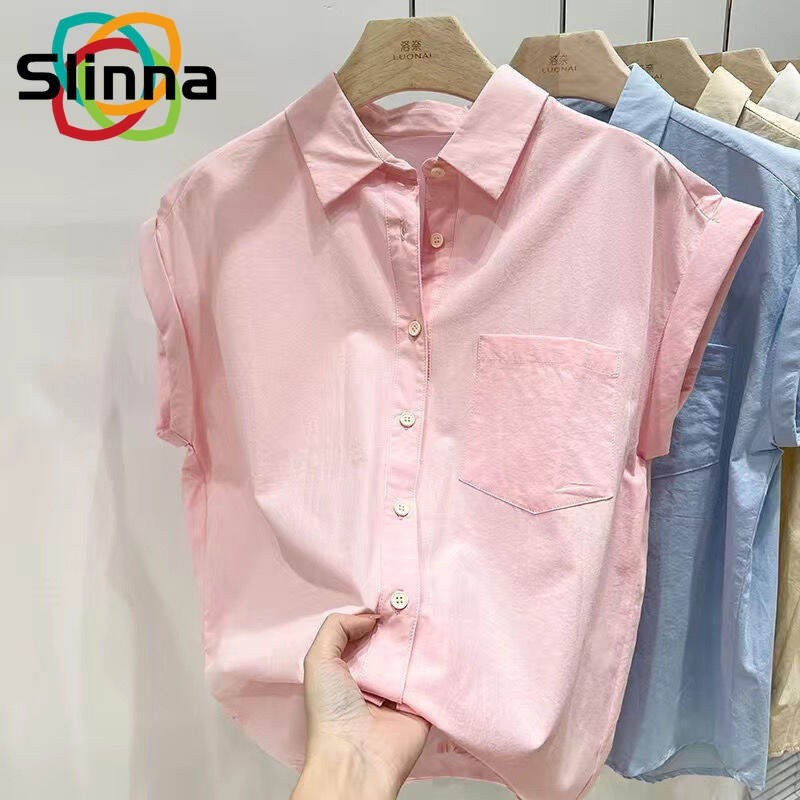 ผู้หญิงแขนสั้นฤดูร้อนใหม่เสื้อยืดแฟชั่นคอโปโลลําลองหลวมอเนกประสงค์สไตล์เรียบง่ายเสื้อยืด