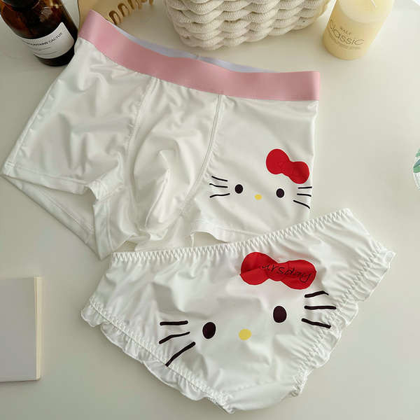 panty กางเกงใน 【คู่รัก】ชุดชั้นในคู่รักแมว ชายหนึ่งตัวหญิง ความปรารถนาบริสุทธิ์ กางเกงชั้นในเอวกลางน่ารัก ผ้าฝ้ายบริสุทธิ์