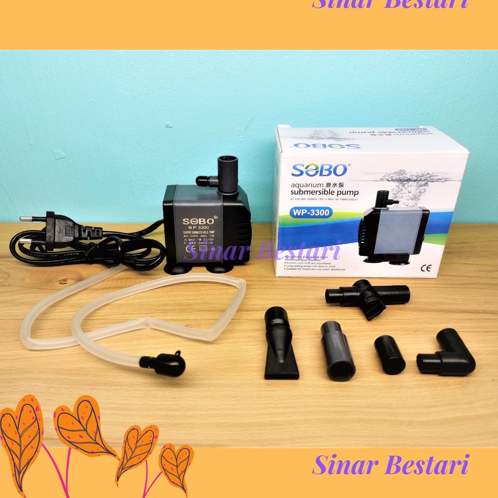 SOBO Aquarium Submersible Mini Water Pump Pam SOBO WP-3300 fish迷你水泵 น้ําพุน้ํา Air terjun BA